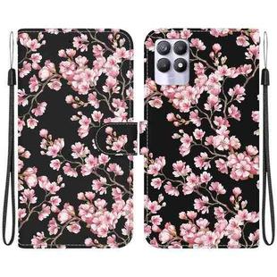 For Realme 8i Crystal Texture Colored Drawing Leather Phone Case(Plum Bossom)