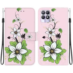 For Realme 8i Crystal Texture Colored Drawing Leather Phone Case(Lily)