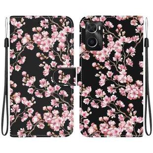 For Realme 9i / OPPO A76 4G Crystal Texture Colored Drawing Leather Phone Case(Plum Bossom)