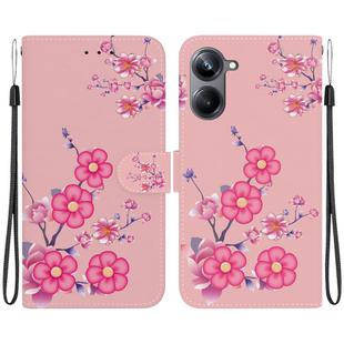 For Realme 10 Pro 5G Crystal Texture Colored Drawing Leather Phone Case(Cherry Blossoms)