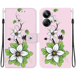For Realme 10 Pro+ Crystal Texture Colored Drawing Leather Phone Case(Lily)