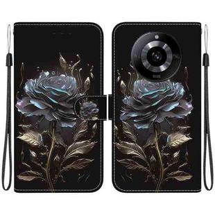 For Realme Narzo 60 Indian Crystal Texture Colored Drawing Leather Phone Case(Black Rose)