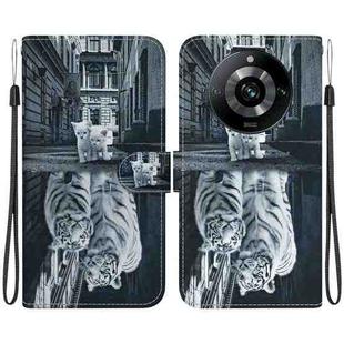 For Realme 11 Pro 5G / 11 Pro+ Crystal Texture Colored Drawing Leather Phone Case(Cat Tiger Reflection)