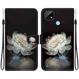 For Realme C21 Crystal Texture Colored Drawing Leather Phone Case(Crystal Peony)