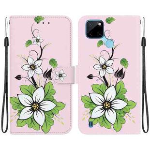 For Realme C21Y Crystal Texture Colored Drawing Leather Phone Case(Lily)