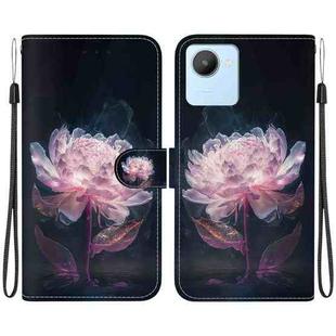 For Realme C30 / C30s Crystal Texture Colored Drawing Leather Phone Case(Purple Peony)