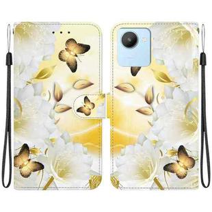 For Realme C30 / C30s Crystal Texture Colored Drawing Leather Phone Case(Gold Butterfly Epiphyllum)