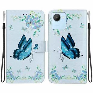 For Realme C30 / C30s Crystal Texture Colored Drawing Leather Phone Case(Blue Pansies)