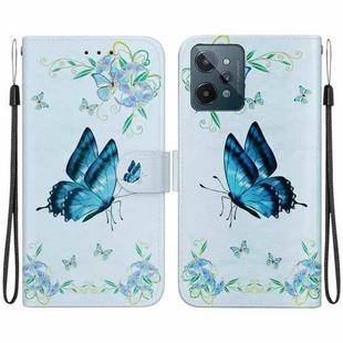 For Realme C31 Crystal Texture Colored Drawing Leather Phone Case(Blue Pansies)