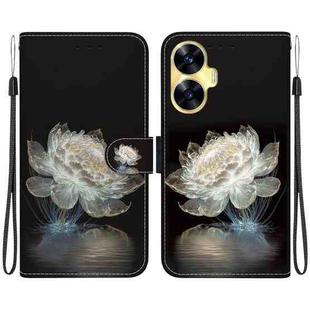 For Realme C55 Crystal Texture Colored Drawing Leather Phone Case(Crystal Peony)