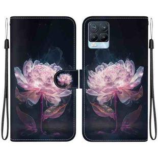 For Realme 8 / 8 Pro Crystal Texture Colored Drawing Leather Phone Case(Purple Peony)