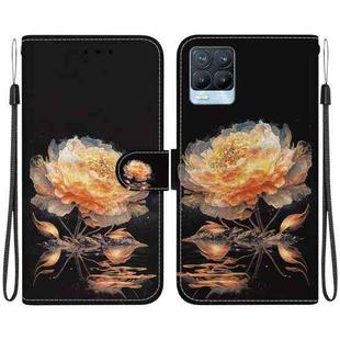 For Realme 8 / 8 Pro Crystal Texture Colored Drawing Leather Phone Case(Gold Peony)