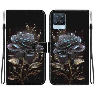 For Realme 8 / 8 Pro Crystal Texture Colored Drawing Leather Phone Case(Black Rose)