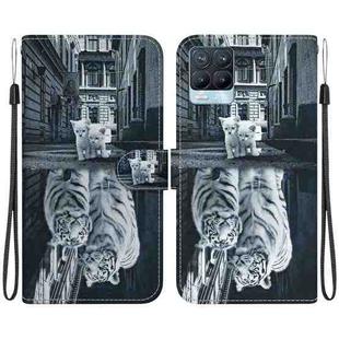 For Realme 8 / 8 Pro Crystal Texture Colored Drawing Leather Phone Case(Cat Tiger Reflection)