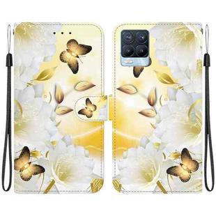 For Realme 8 / 8 Pro Crystal Texture Colored Drawing Leather Phone Case(Gold Butterfly Epiphyllum)