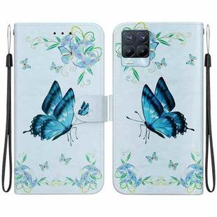 For Realme 8 / 8 Pro Crystal Texture Colored Drawing Leather Phone Case(Blue Pansies)