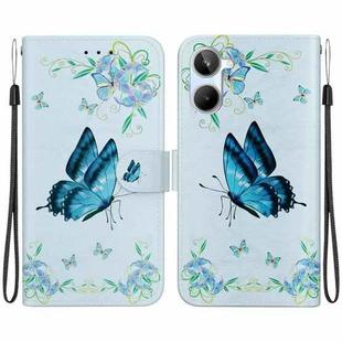 For Realme 10 4G Crystal Texture Colored Drawing Leather Phone Case(Blue Pansies)