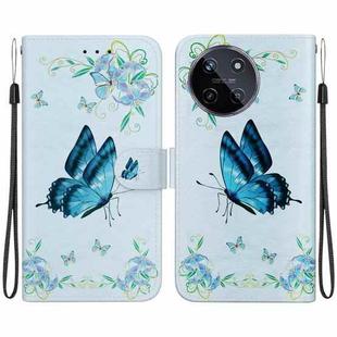 For Realme 11 4G Crystal Texture Colored Drawing Leather Phone Case(Blue Pansies)