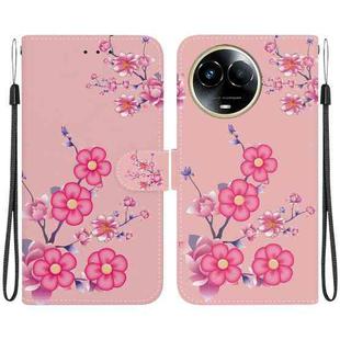 For Realme 11 5G Crystal Texture Colored Drawing Leather Phone Case(Cherry Blossoms)