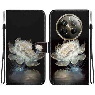 For Realme 12 Pro+ Global Crystal Texture Colored Drawing Leather Phone Case(Crystal Peony)