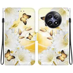 For Realme 12 5G Crystal Texture Colored Drawing Leather Phone Case(Gold Butterfly Epiphyllum)