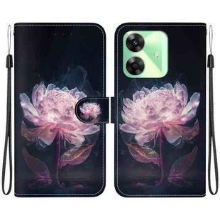 For Realme C61 / C63 / Note 60 Crystal Texture Colored Drawing Leather Phone Case(Purple Peony)