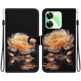 For Realme C61 / C63 / Note 60 Crystal Texture Colored Drawing Leather Phone Case(Gold Peony)