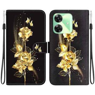 For Realme C61 / C63 / Note 60 Crystal Texture Colored Drawing Leather Phone Case(Gold Butterfly Rose)