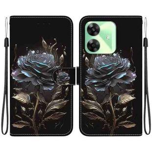 For Realme C61 / C63 / Note 60 Crystal Texture Colored Drawing Leather Phone Case(Black Rose)