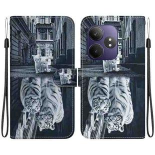 For Realme GT 6 / GT 6T / GT Neo6 Crystal Texture Colored Drawing Leather Phone Case(Cat Tiger Reflection)