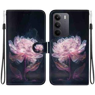 For Realme C75 Crystal Texture Colored Drawing Leather Phone Case(Purple Peony)