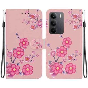 For Realme C75 Crystal Texture Colored Drawing Leather Phone Case(Cherry Blossoms)