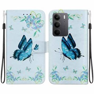 For Realme C75 Crystal Texture Colored Drawing Leather Phone Case(Blue Pansies)