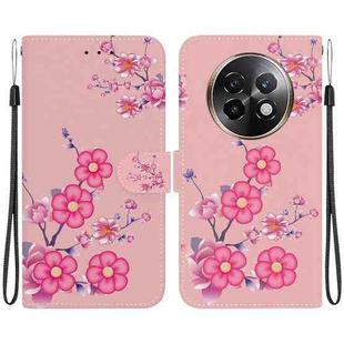 For Realme 13+ Global Crystal Texture Colored Drawing Leather Phone Case(Cherry Blossoms)