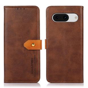 For Google Pixel 8a KHAZNEH Dual-color Cowhide Texture Flip Leather Phone Case(Brown)