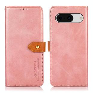 For Google Pixel 8a KHAZNEH Dual-color Cowhide Texture Flip Leather Phone Case(Rose Gold)