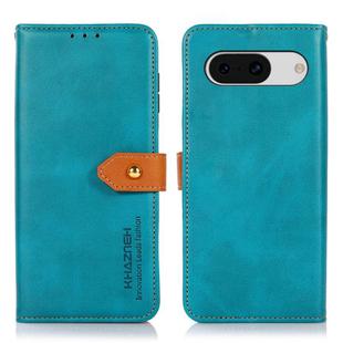 For Google Pixel 8a KHAZNEH Dual-color Cowhide Texture Flip Leather Phone Case(Blue)