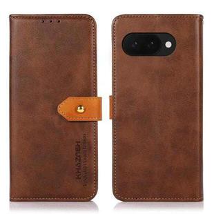 For Google Pixel 9a KHAZNEH Dual-color Cowhide Texture Flip Leather Phone Case(Brown)