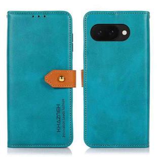 For Google Pixel 9a KHAZNEH Dual-color Cowhide Texture Flip Leather Phone Case(Blue)