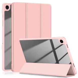 For Samsung Galaxy Tab A9+ Acrylic 3-folding Solid Color Smart Leather Tablet Case(Pink)