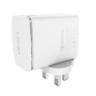 LDNIO A1301Q 2 in 1 18W QC3.0 USB Interface Travel Charger Mobile Phone Charger with Micro USB Data Cable, UK Plug