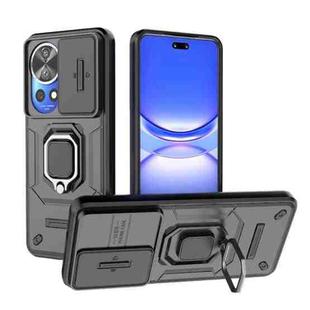 For Huawei Nova 12 Pro 5G Sliding Camshield TPU + PC Shockproof Phone Case with Holder(Black)