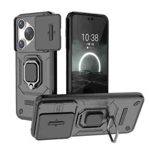 For Huawei P70 5G Sliding Camshield TPU + PC Shockproof Phone Case with Holder(Black)