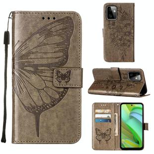 For Motorola Moto G Power 2023 Embossed Butterfly Leather Phone Case(Grey)