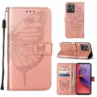 For Motorola Moto G84 Embossed Butterfly Leather Phone Case(Rose Gold)