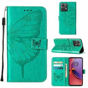 For Motorola Moto G84 Embossed Butterfly Leather Phone Case(Green)