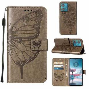 For Motorola Edge 40 Neo Embossed Butterfly Leather Phone Case(Grey)