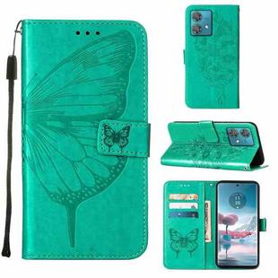 For Motorola Edge 40 Neo Embossed Butterfly Leather Phone Case(Green)