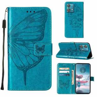 For Motorola Edge 40 Neo Embossed Butterfly Leather Phone Case(Blue)
