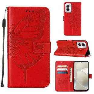 For Motorola Moto G Power 5G 2024 Embossed Butterfly Leather Phone Case(Red)